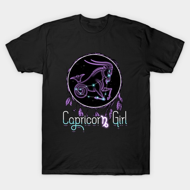 Capricorn Girl Star Sign Astrology Horoscope Design T-Shirt by fizzyllama